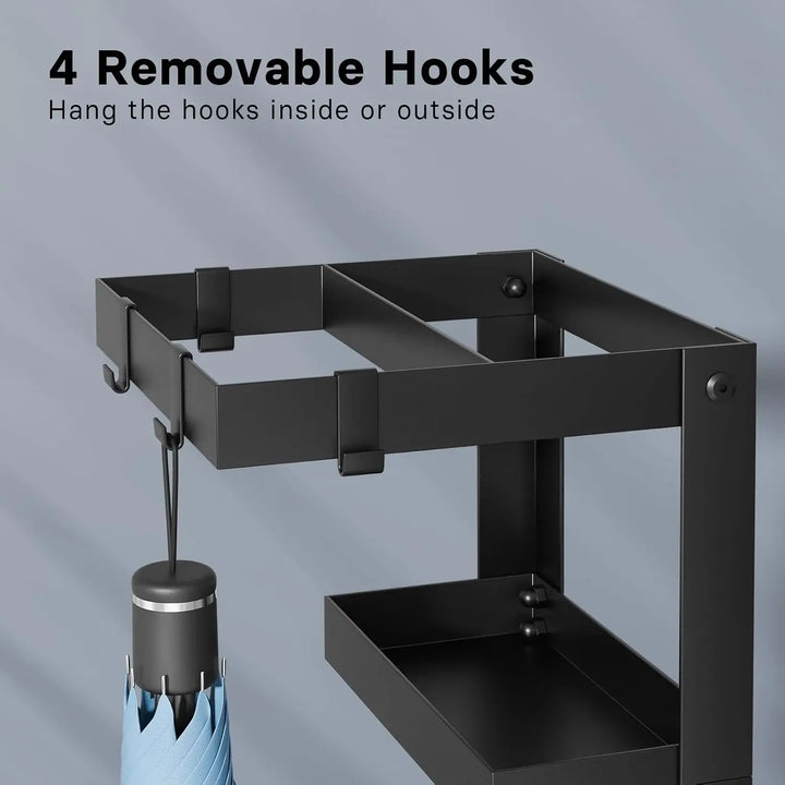 Compact Travel Umbrella Stand hooks detail