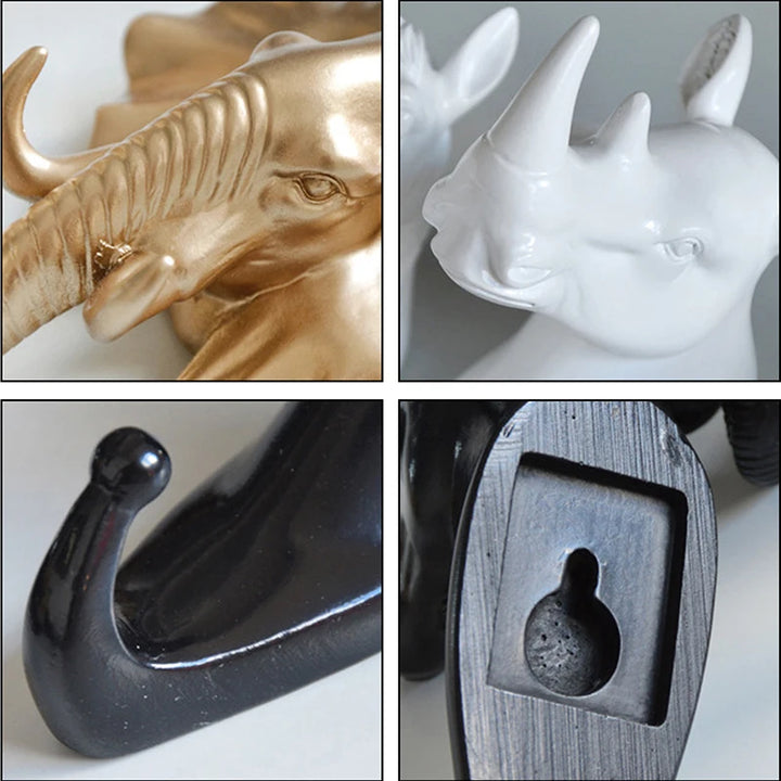 Decorative Animal Head Wall Mounted Coat Rack Hooks - Clothes Key Hanger