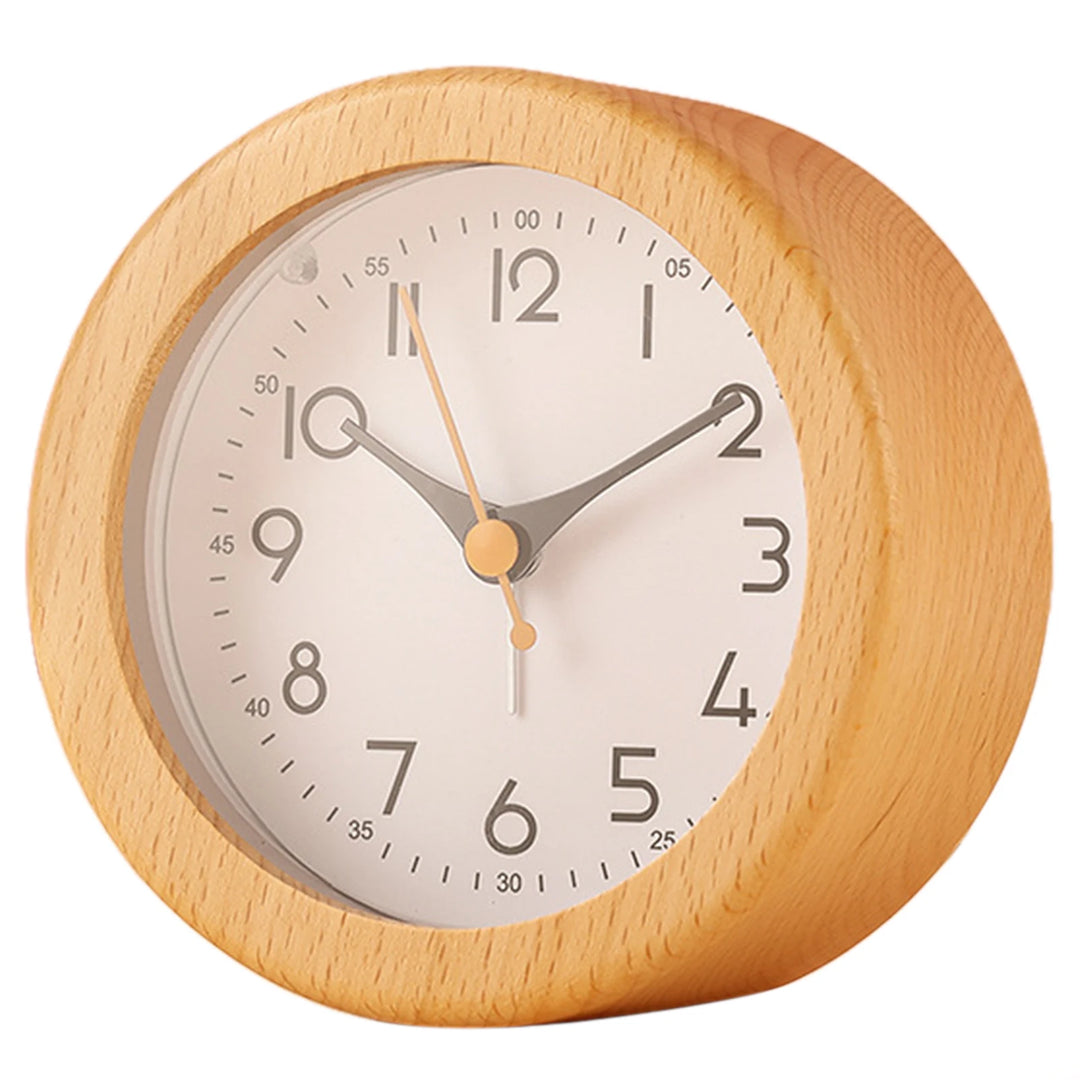 Wooden Analog Alarm Clock front view