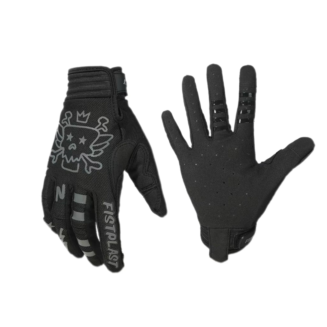 Black Textured Grip Motocross Gloves front and back view