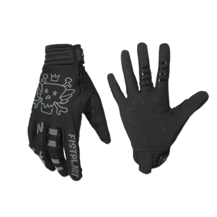 Black Textured Grip Motocross Gloves front and back view