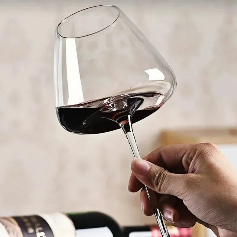 Fluted Crystal Burgundy Wine Glasses set on table