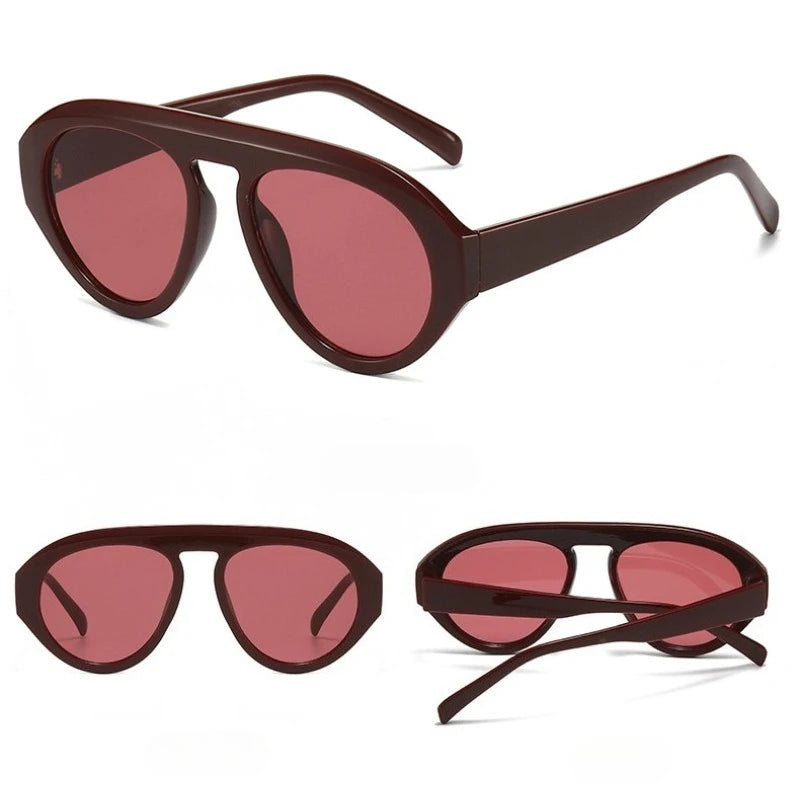 Red Y2K Pilot Sunglasses front view