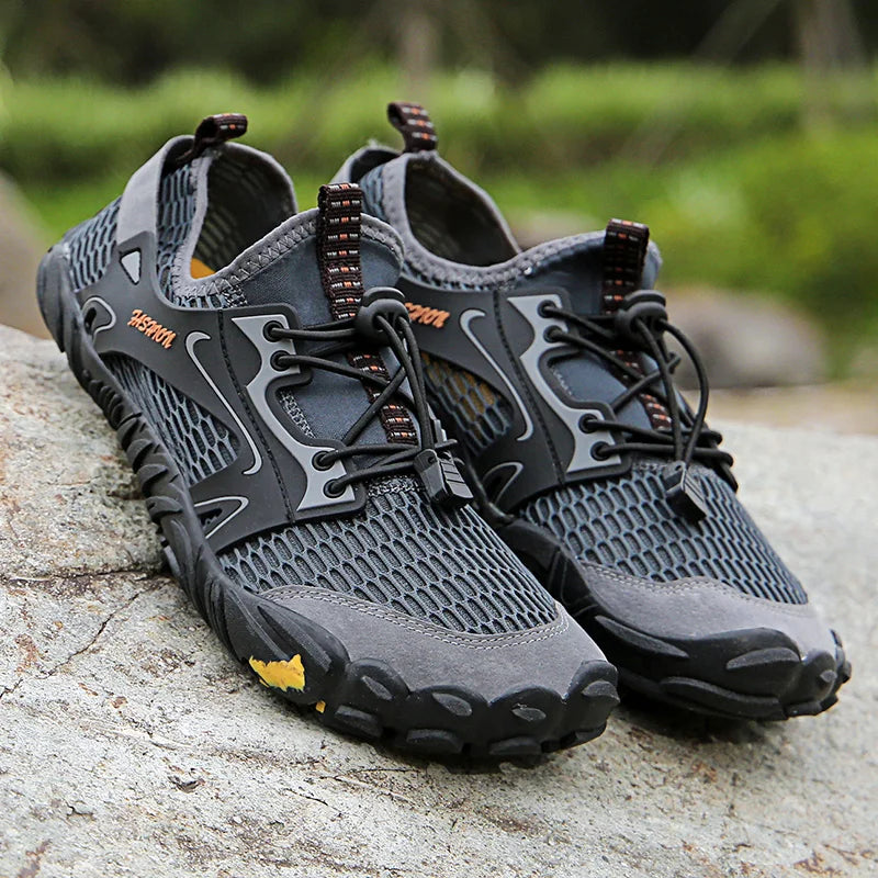 Grey Quick-Dry Mesh Water Shoes lifestyle view