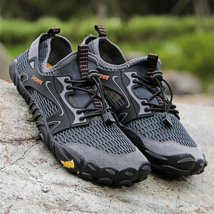 Grey Quick-Dry Mesh Water Shoes lifestyle view