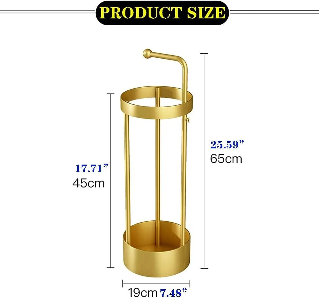 Gold Two-Tone Metal Umbrella Stand front view