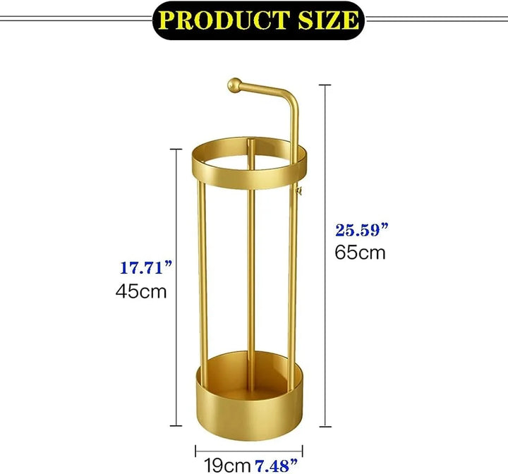 Gold Two-Tone Metal Umbrella Stand front view