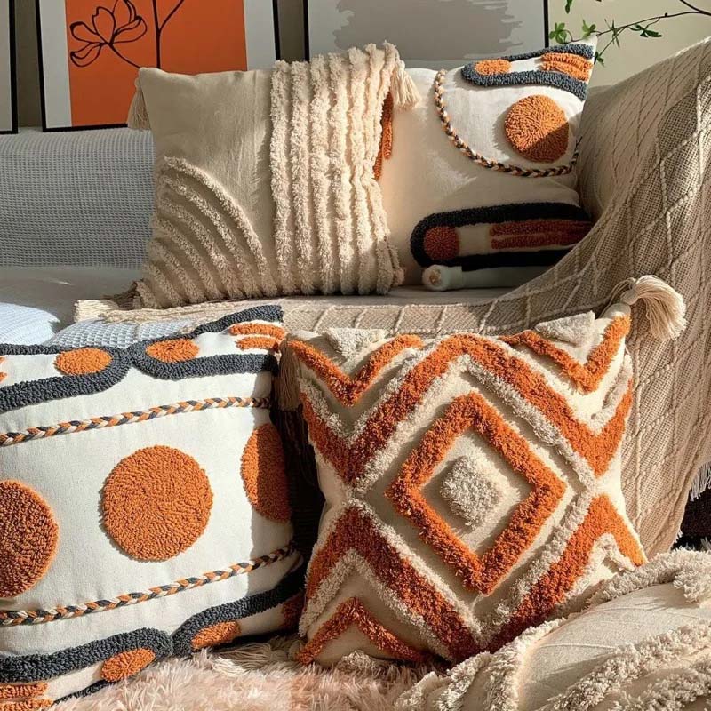 Rustic Woven Throw Pillow – detail view