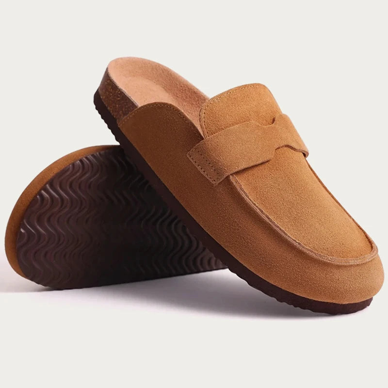 Suede Cork Clog Slippers side view