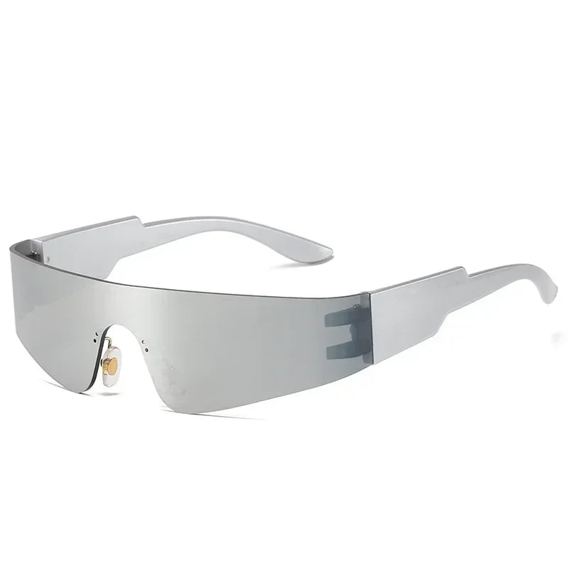 Chrome Wraparound Fashion Shades lens detail