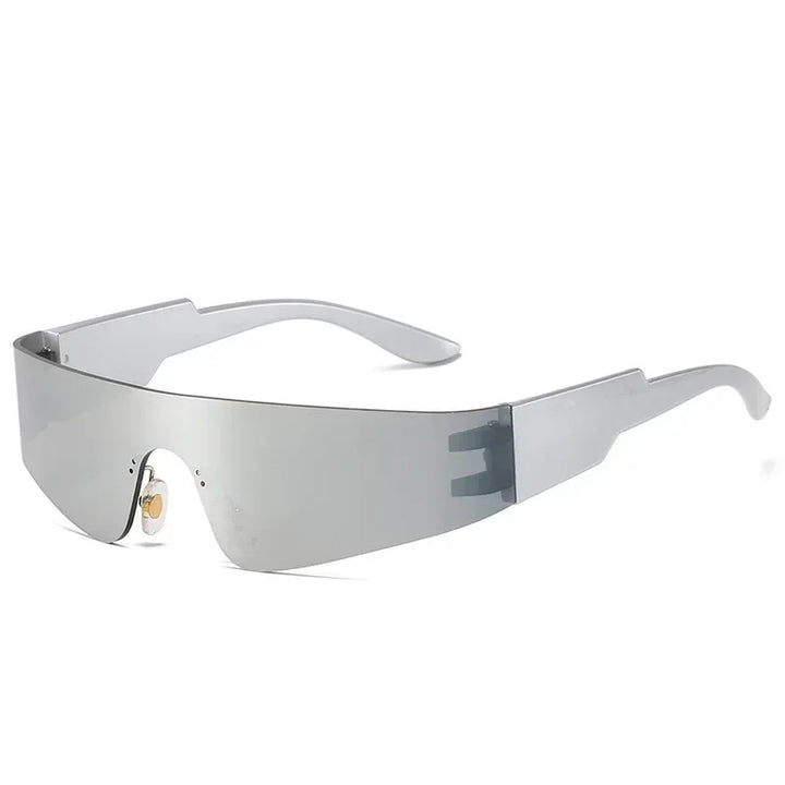 Chrome Wraparound Fashion Shades lens detail