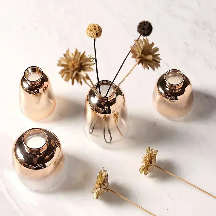 Rose Gold Gradient Glass Vase tabletop display
