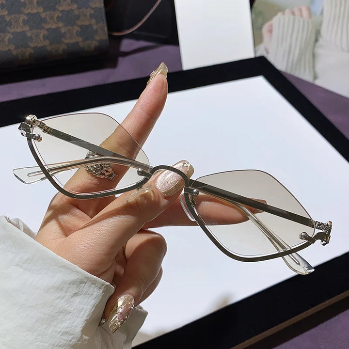 Polygonal Half-Frame Sunglasses