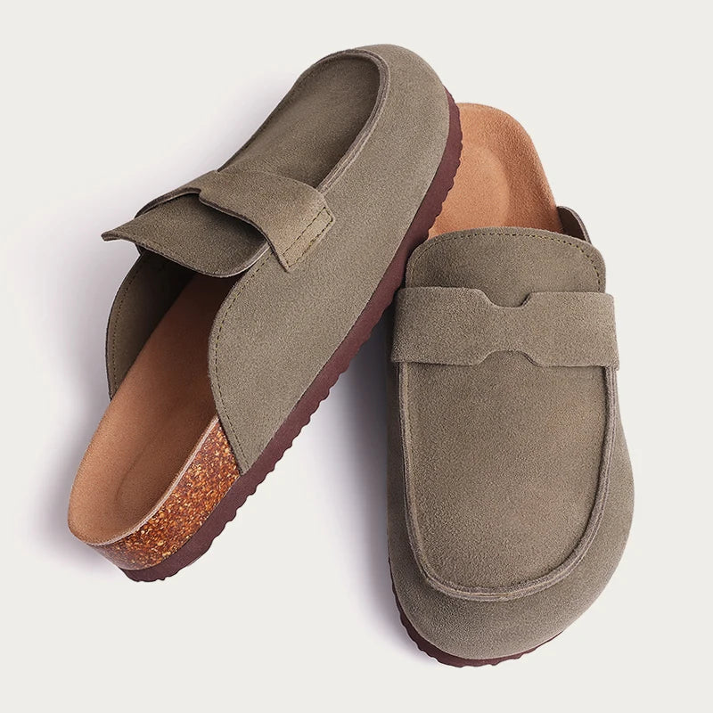 Suede Cork Clog Slippers sole detail