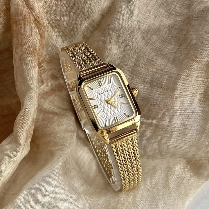 White Polished Steel Minimalist Watch front view