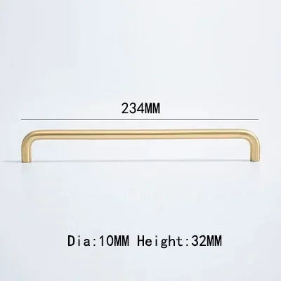 Long Sculpted Warm Brass Door Handle – Detail View