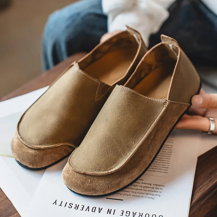 Leather moccasin loafers side profile