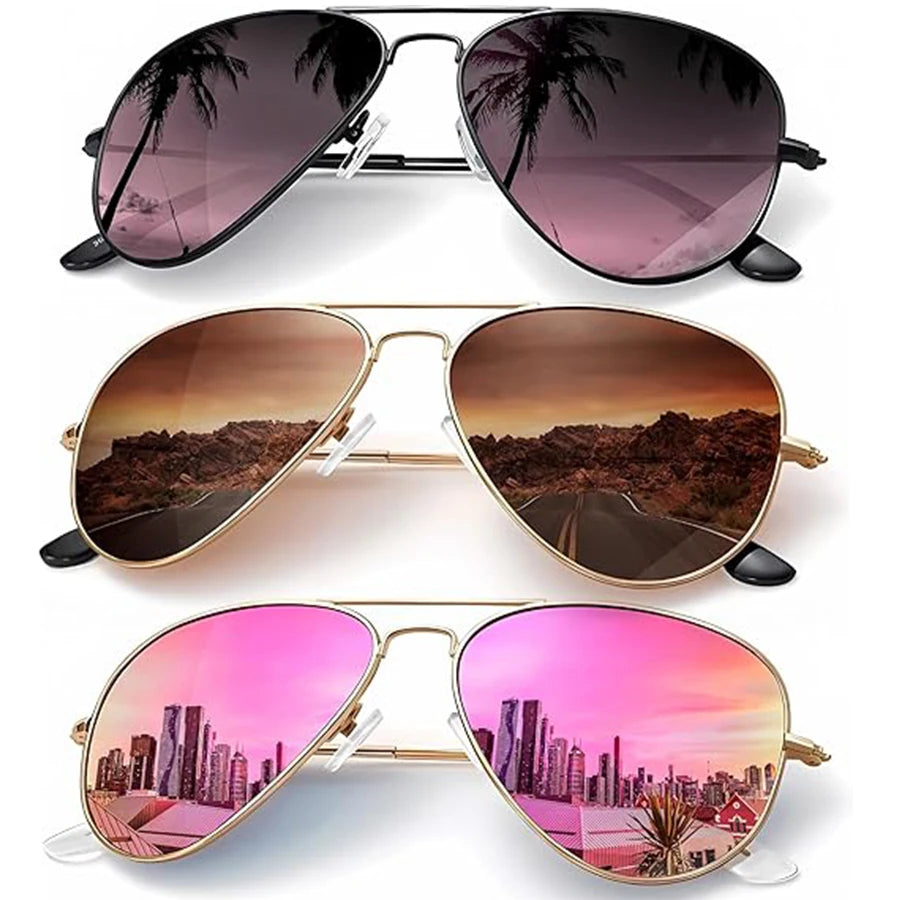 Trendy Polarized Aviator Sunglasses case and packaging