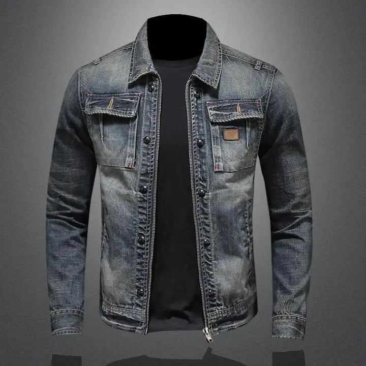 Men's Vintage Denim Jacket: Classic Retro Style, Durable, Comfortable Fit
