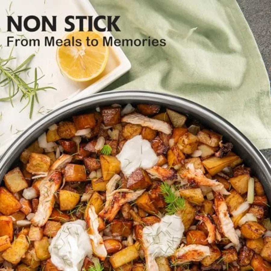 Non-Stick Stainless Steel Cookware Set frying pan detail
