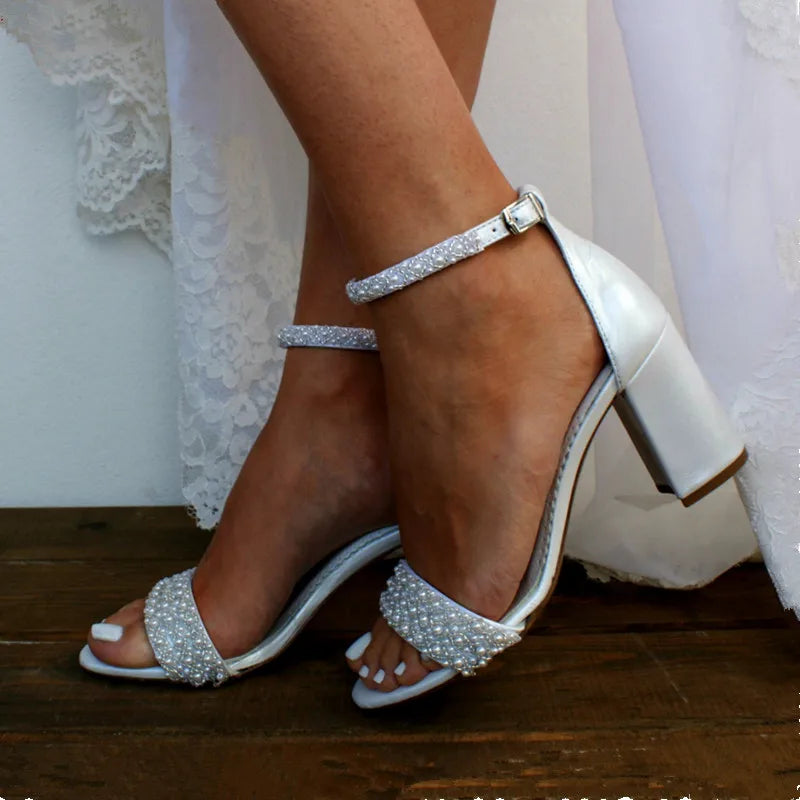 Pearl Ankle-Strap Sandals beading detail