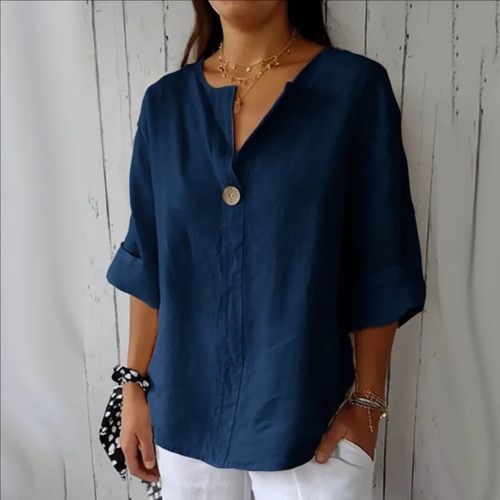 Navy Cotton Linen Blouse color options