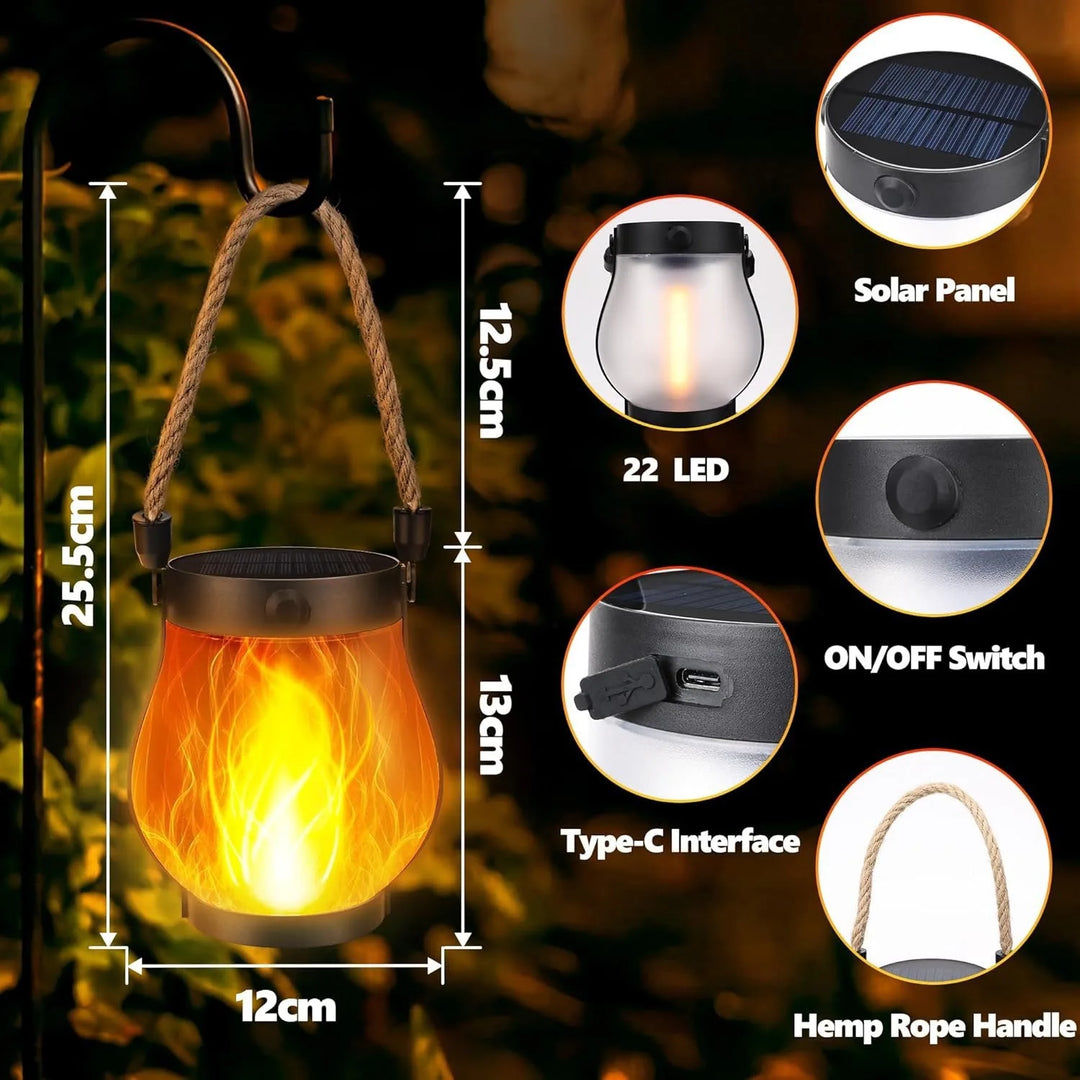 Flickering Flame Solar Rope Lantern size dimensions