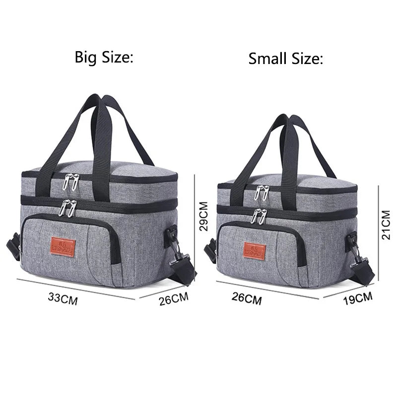 Two-Tier Insulated Cooler Tote size comparison chart