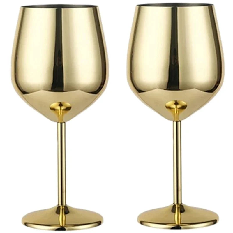 Gold Stainless Steel Wine Goblet front view