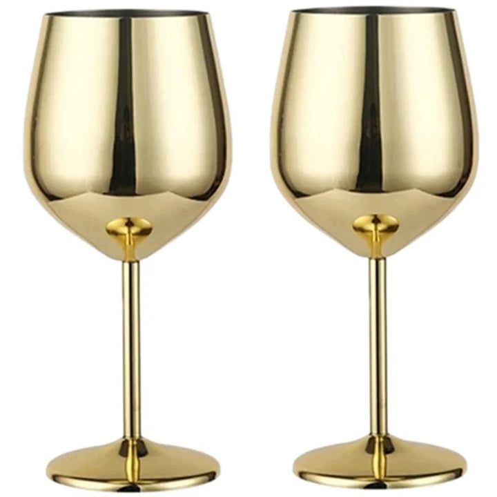 Gold Stainless Steel Wine Goblet front view