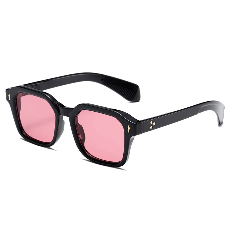 Black and pink Retro Rivet-Trim Square Shades front view