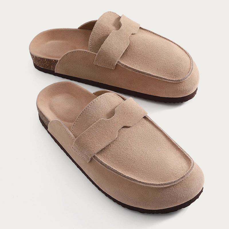 Suede Cork Clog Slippers front view
