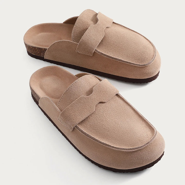 Suede Cork Clog Slippers front view