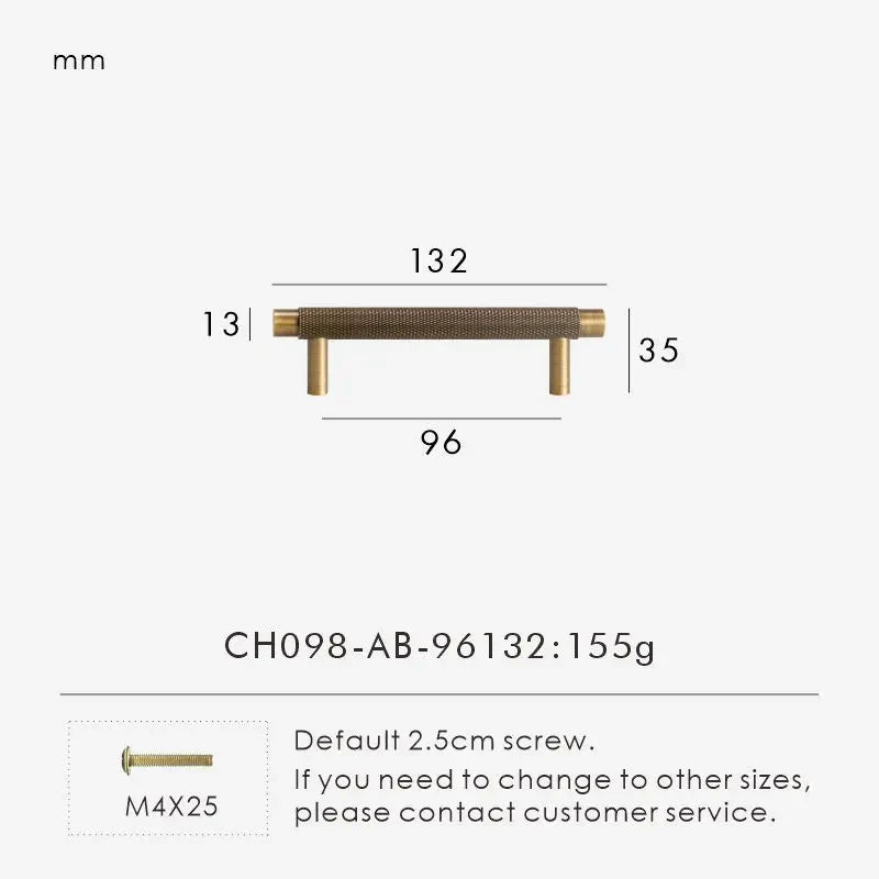 Textured Brass T-Bar Pull