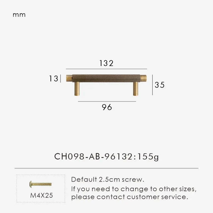 Textured Brass T-Bar Pull
