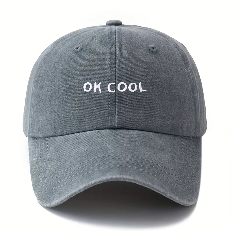 Gray Adjustable Wide-Brim Sun Cap front view