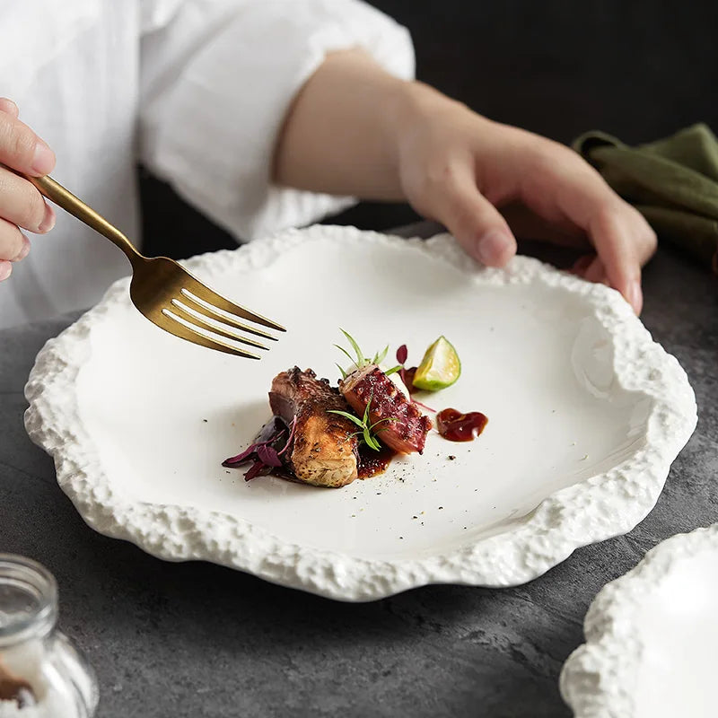 Rustic Textured Ceramic Plate side profile