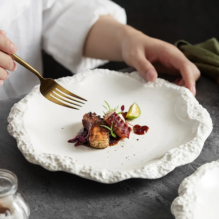Rustic Textured Ceramic Plate side profile