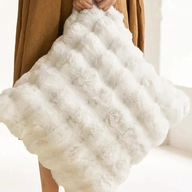 Faux Rabbit Fur Throw Pillow Cover lifestyle styling