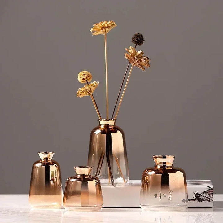 Rose Gold Gradient Glass Vase set