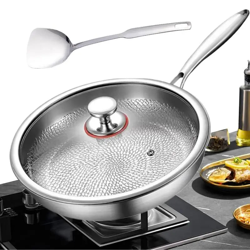 Titanium Alloy Frying Pan with lid and spatula