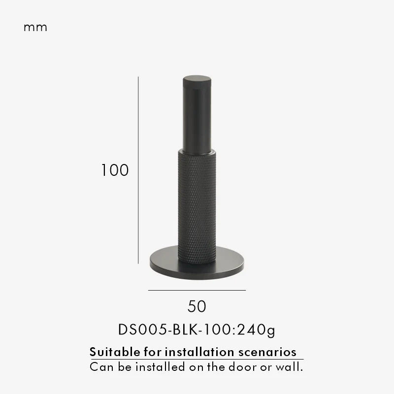 Matte Black Knurled Floor Door Stopper finish detail