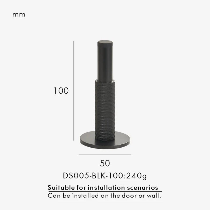 Matte Black Knurled Floor Door Stopper finish detail