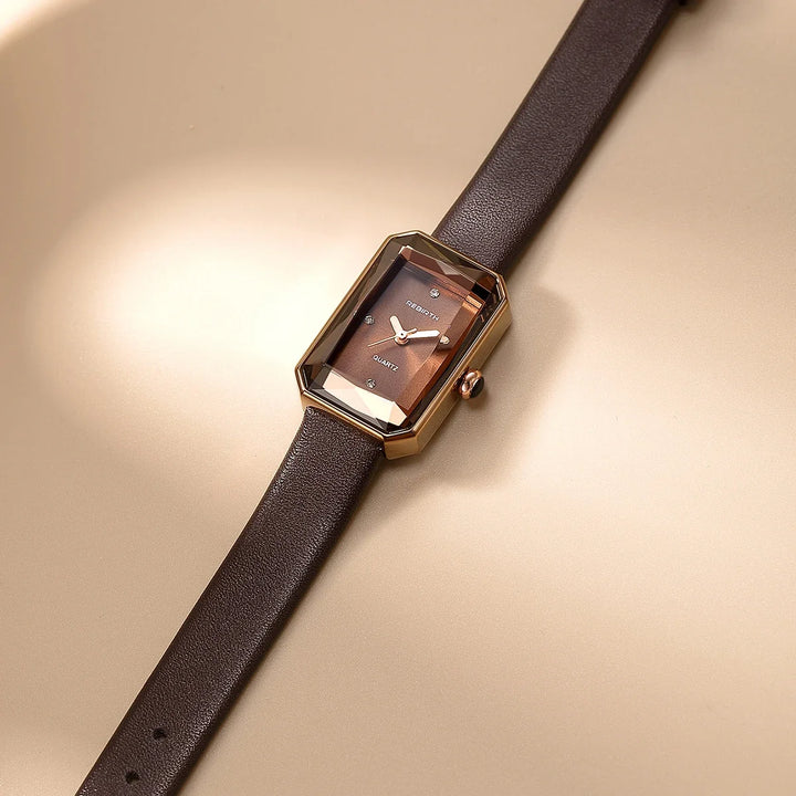 Piano Black Polished Alloy Rectangular Watch