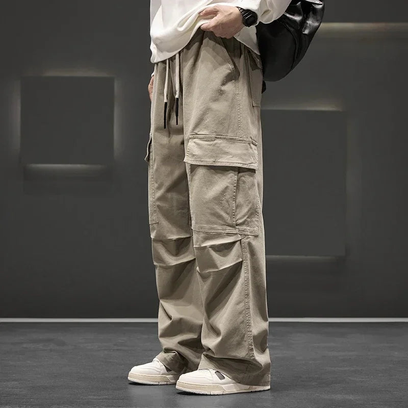 Khaki Relaxed Fit Cotton Cargo Pants