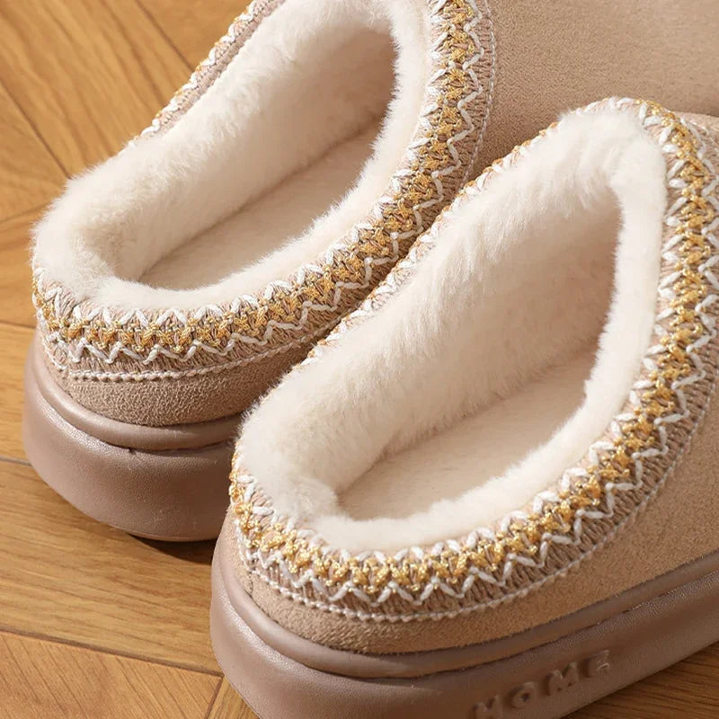 Plush Platform Home Slippers close-up texture