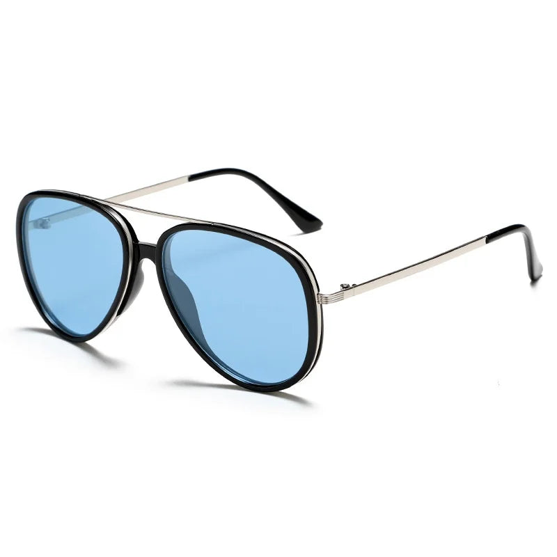 Alloy Frame Pilot Sunglasses folded view