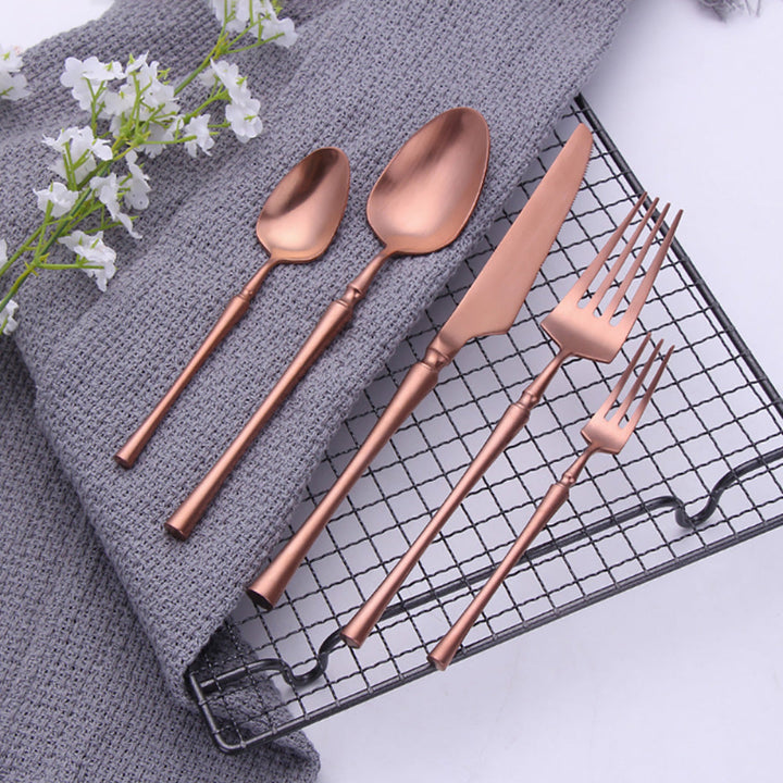 Elegant Matte Rose Gold Stainless Steel Flatware Set – Modern Luxury Cutlery