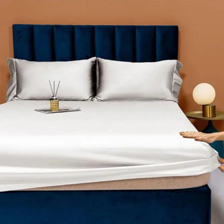 LINKORI Luxe 1000TC Egyptian Cotton Sateen Pillowcases - White, 2-Pack