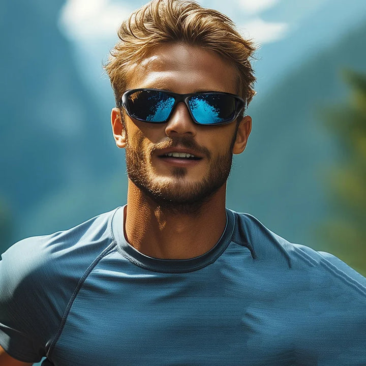 Polarized Sport Wrap Sunglasses front view